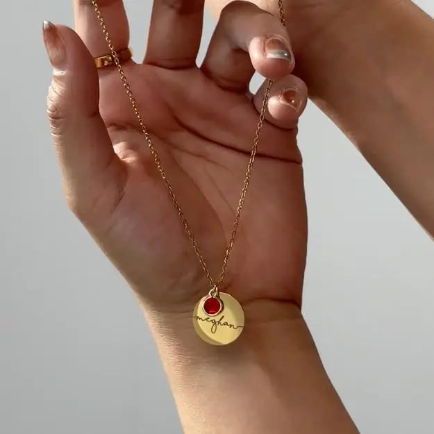 Birthstone Name Necklace Personalized Gifts for Women Jewelry