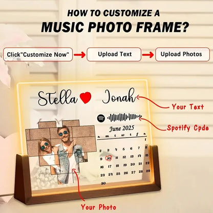 2D Flat, 1pc Personalized Acrylic Nightlight Photo Frame with Custom Photos & Music – Romantic USB-Powered Gift for Couples,