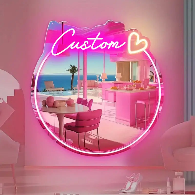 Custom Beautiful Neon Light, Custom Name Mirror LED Light, Girl Gift, Bedroom