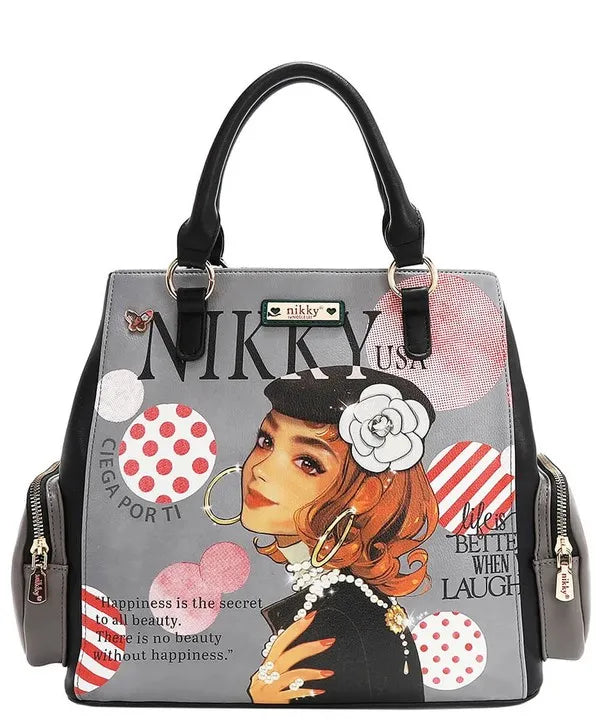 Eco-Leather Handbag with Side Pockets