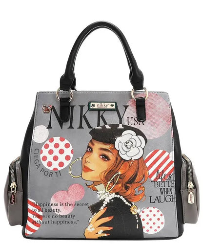 Eco-Leather Handbag with Side Pockets