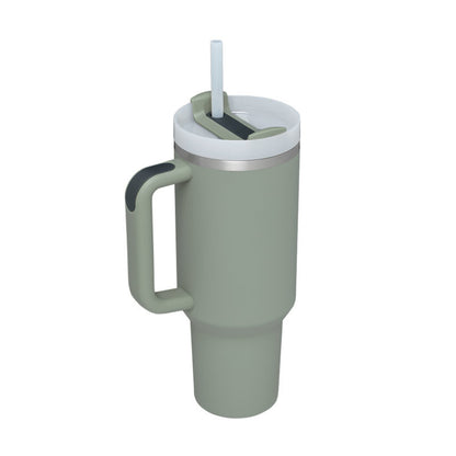 40 Oz Tumbler With Handle Straw Insulated, Stainless Steel Spill Proof Vacuum   For Car Gym Office Travel (No photo)