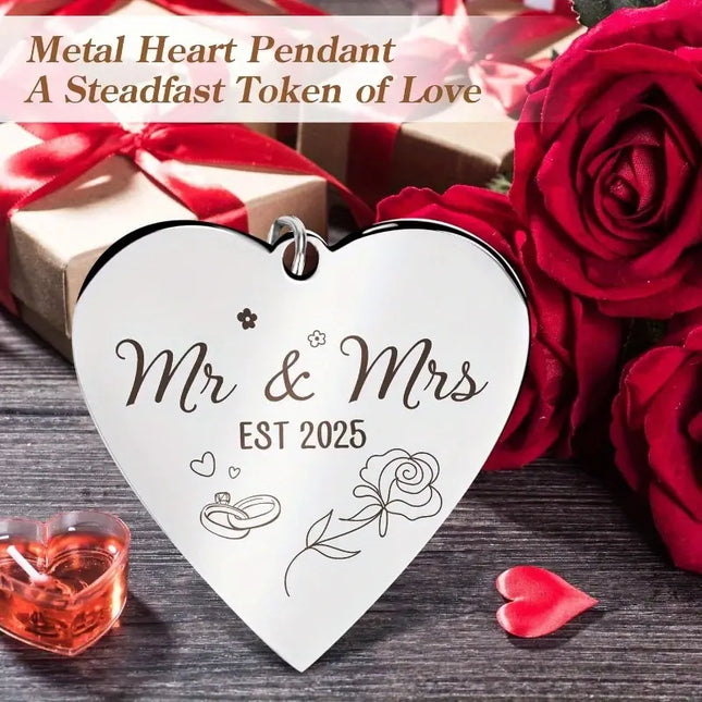 Mr & Mrs Wedding Photo Frame - Vintage Style Artificial Wood Tabletop Display with Heart-Shaped Design, Ideal for Bridal Shower & Wedding Celebration Gifts