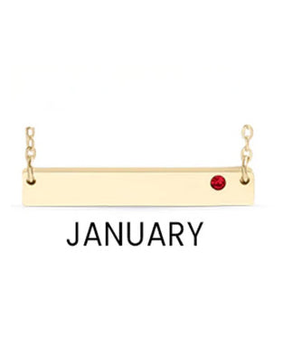 18K Gold PVD Stainless Steel Bar Birthstone Necklace (no photo Only text)