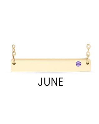 18K Gold PVD Stainless Steel Bar Birthstone Necklace (no photo Only text)