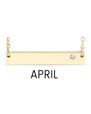 18K Gold PVD Stainless Steel Bar Birthstone Necklace (no photo Only text)