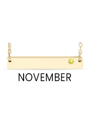 18K Gold PVD Stainless Steel Bar Birthstone Necklace (no photo Only text)