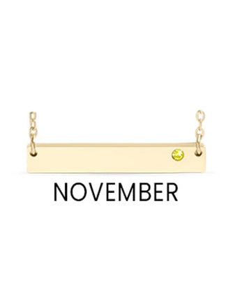 18K Gold PVD Stainless Steel Bar Birthstone Necklace (no photo Only text)