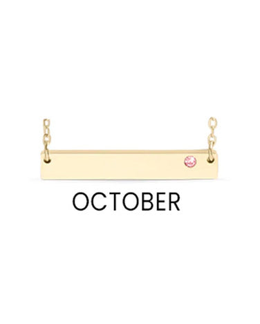 18K Gold PVD Stainless Steel Bar Birthstone Necklace (no photo Only text)