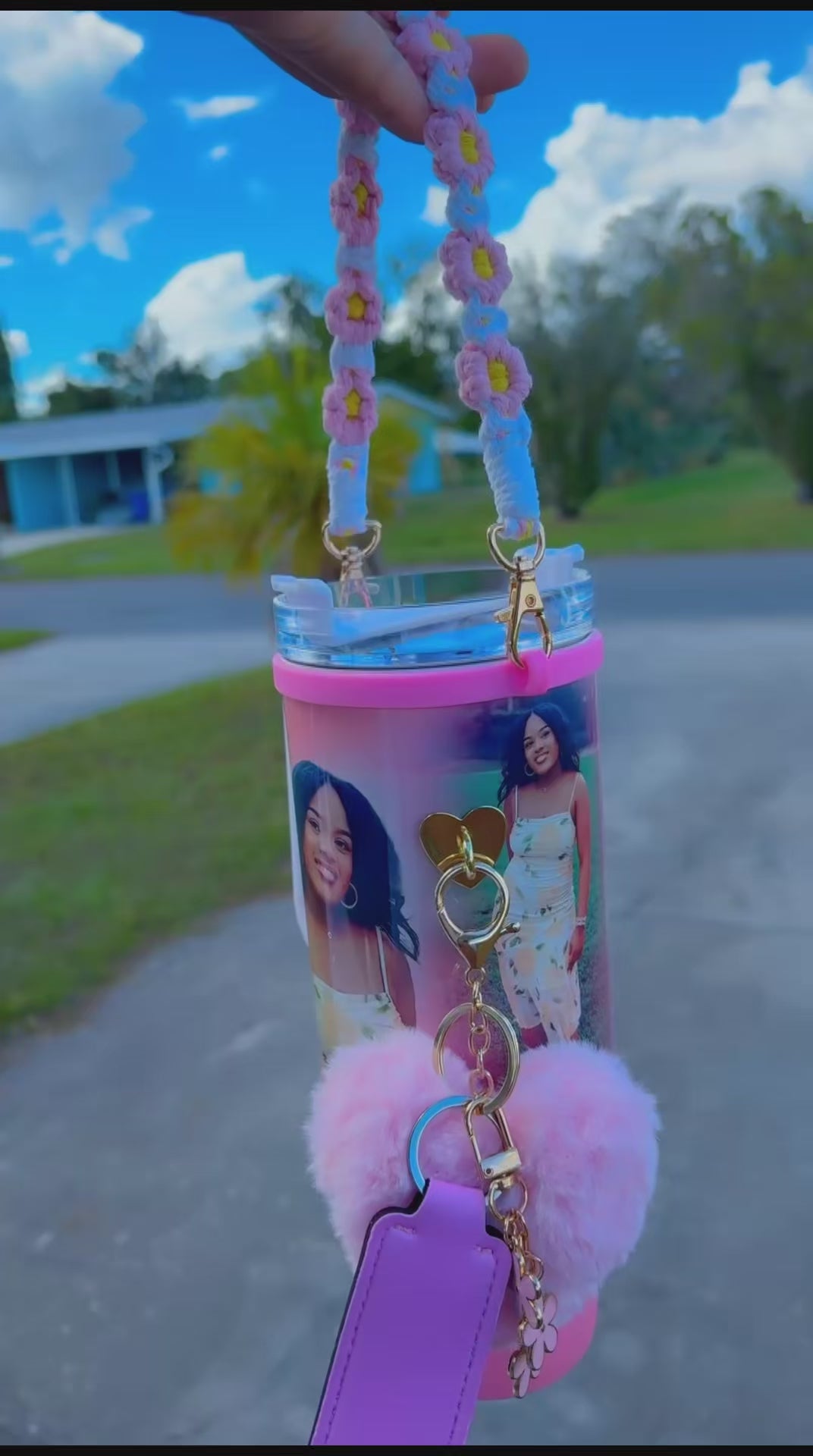 40oz Personalized Photo Tumbler with Charms (3 or 4photos only)