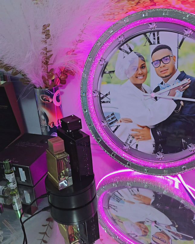 Custom Photo Wall Clock with LED Lights – A Timeless Memory” (Size 11x16)